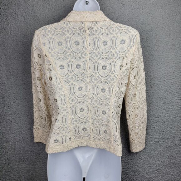 For Cynthia Blazer Jacket Small Cream Lace Gold Button Coquette - Picture 12 of 13